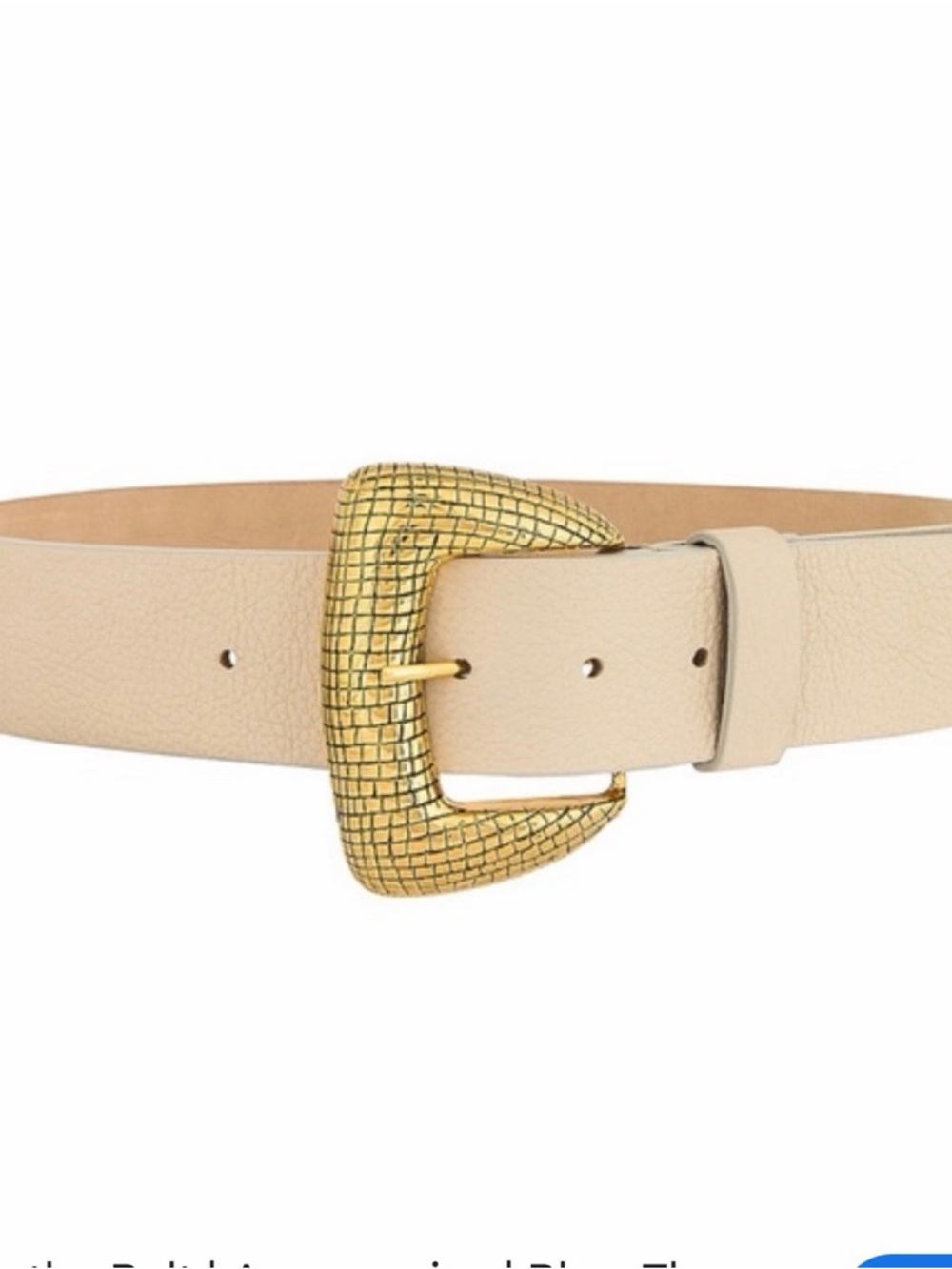 B-low The Belt Beige Leather Belt with Textured Gold Buckle